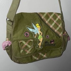 Disney Tinkerbell Large Messenger Tote Bag Backpack Crossbody Shoulder Bag Green